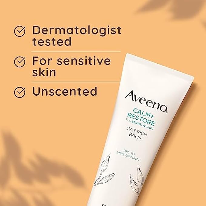 Aveeno FACE CALM+RESTORE RICH OAT MOISTURISING BALM (1X 50ML), 24-HOUR HYDRATION FACE MOISTURISER WITH TRIPLE OAT COMPLEX, (PACKAGING MAY VARY) - Image 4